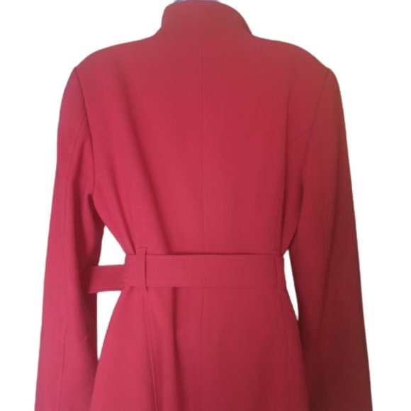 Bright Red Belted Peacoat Size Large - Picture 5 of 10